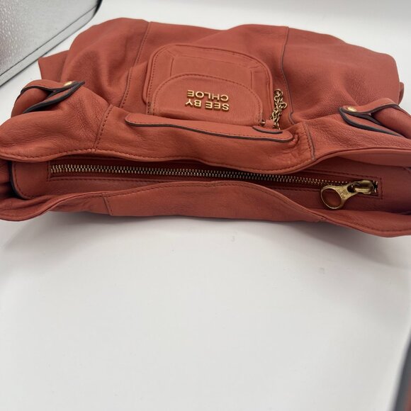 See by Chloé Cognac Leather Shoulder Bag with Removable Coin Pouch - Picture 8 of 11